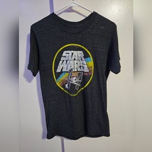 Star Wars Men's Small Retro Tie Fighter T-Shirt, Heather Black